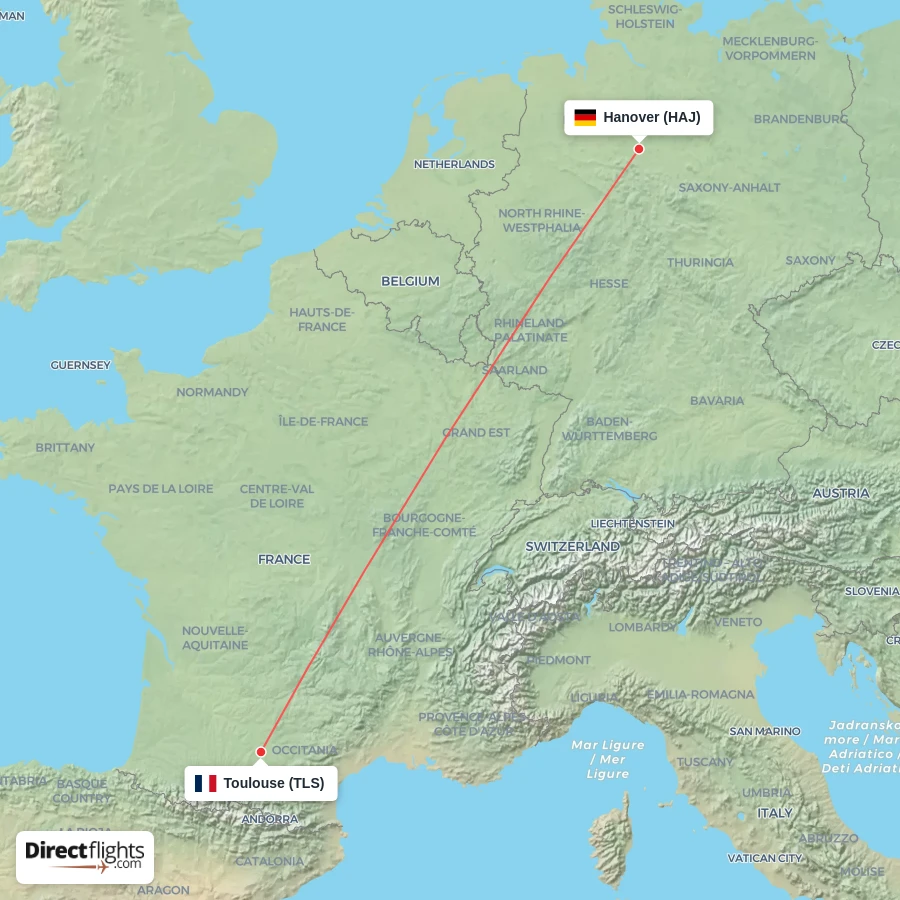 HAJ - TLS route map