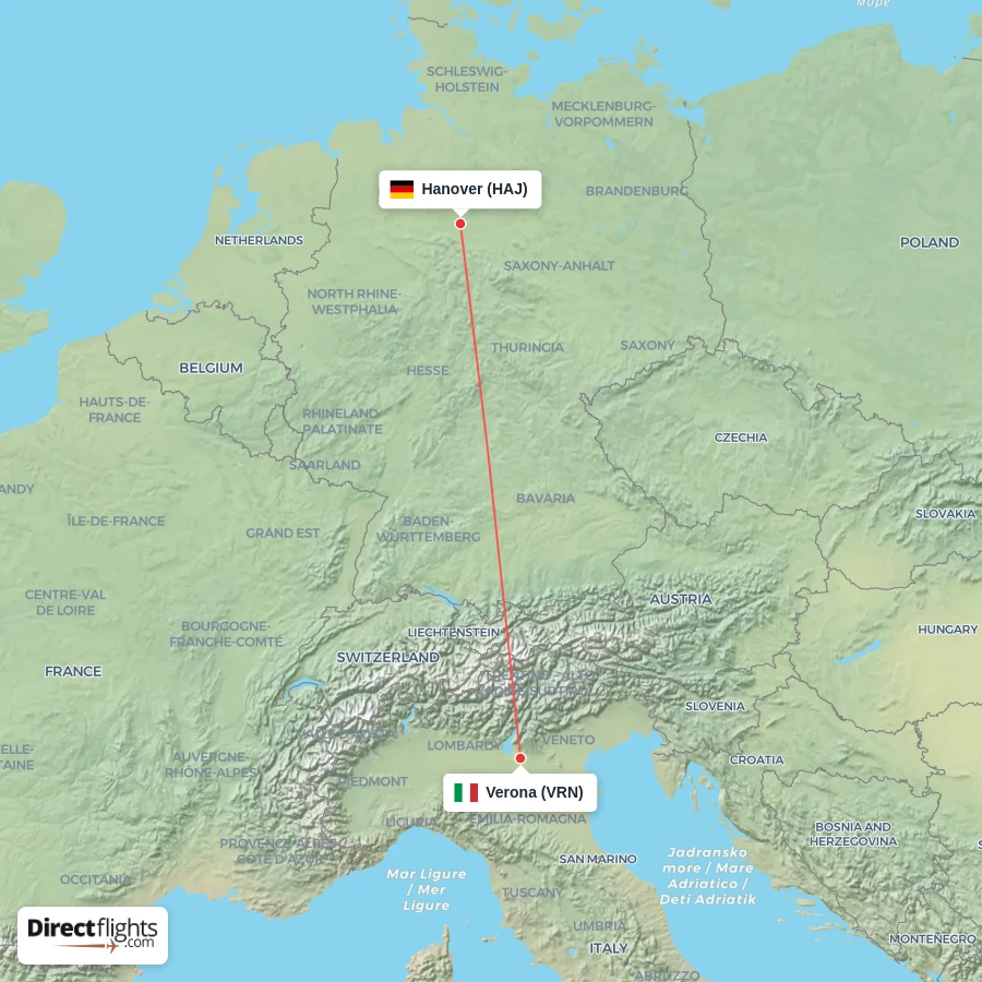HAJ - VRN route map