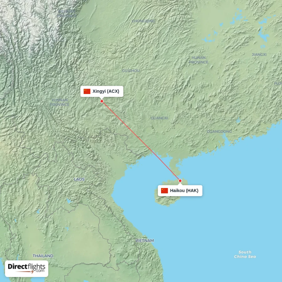 HAK - ACX route map
