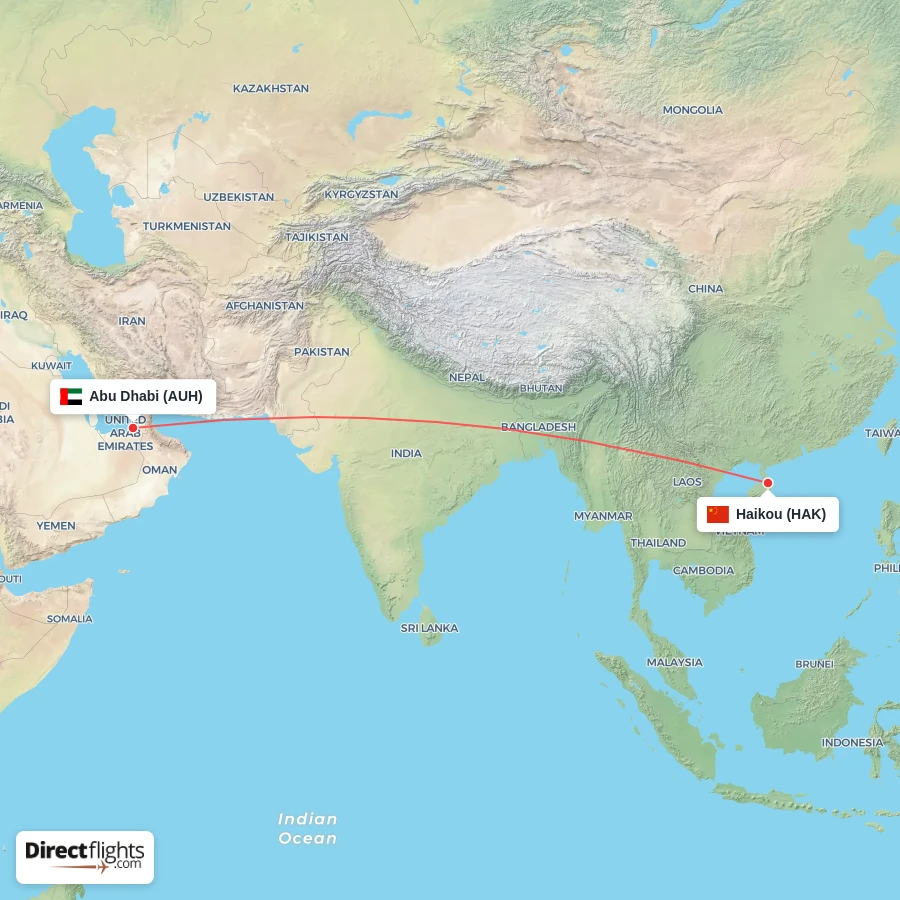HAK - AUH route map