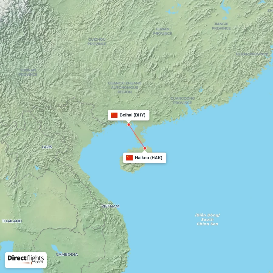 HAK - BHY route map