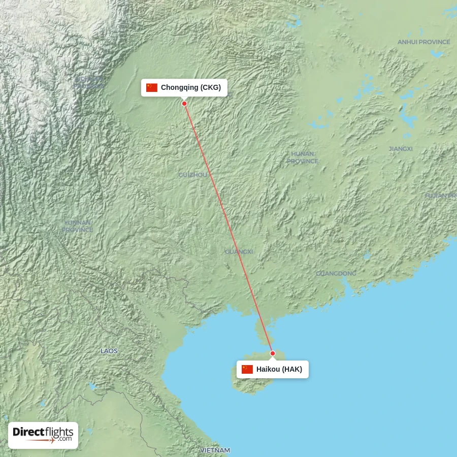 HAK - CKG route map