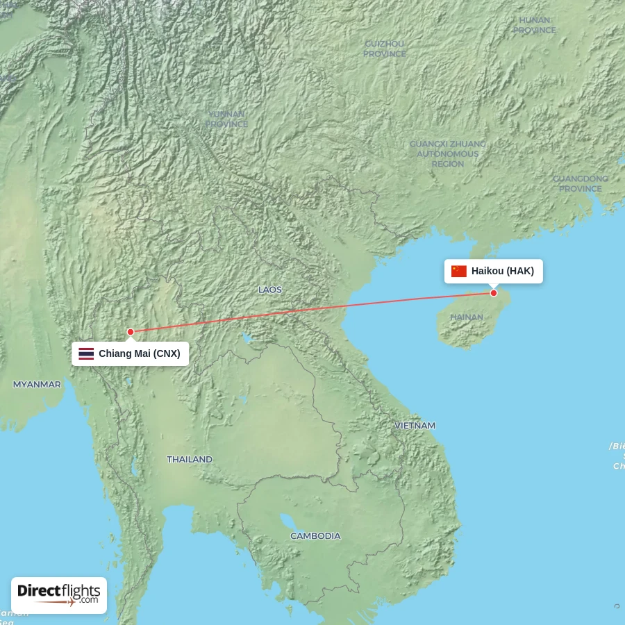 HAK - CNX route map