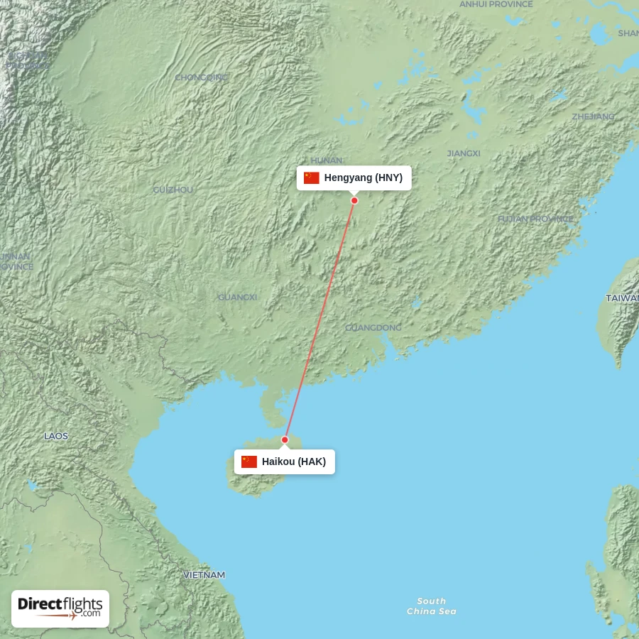 HAK - HNY route map