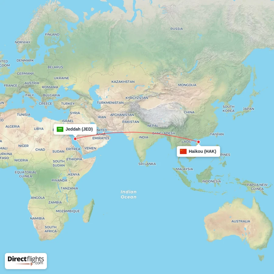 HAK - JED route map