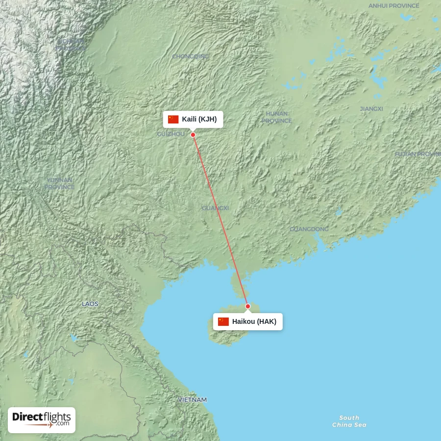 HAK - KJH route map