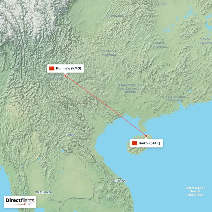 HAK - KMG route map