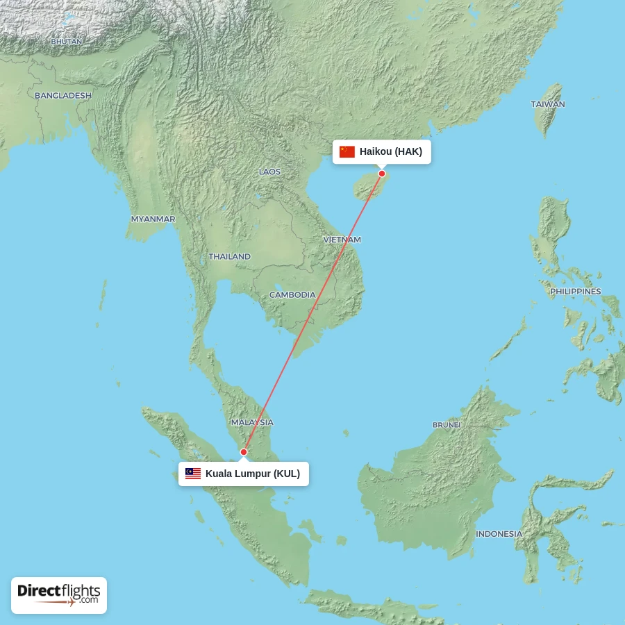 HAK - KUL route map
