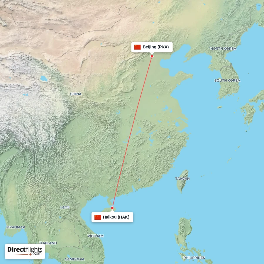 HAK - PKX route map