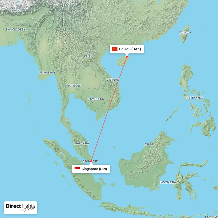 HAK - SIN route map