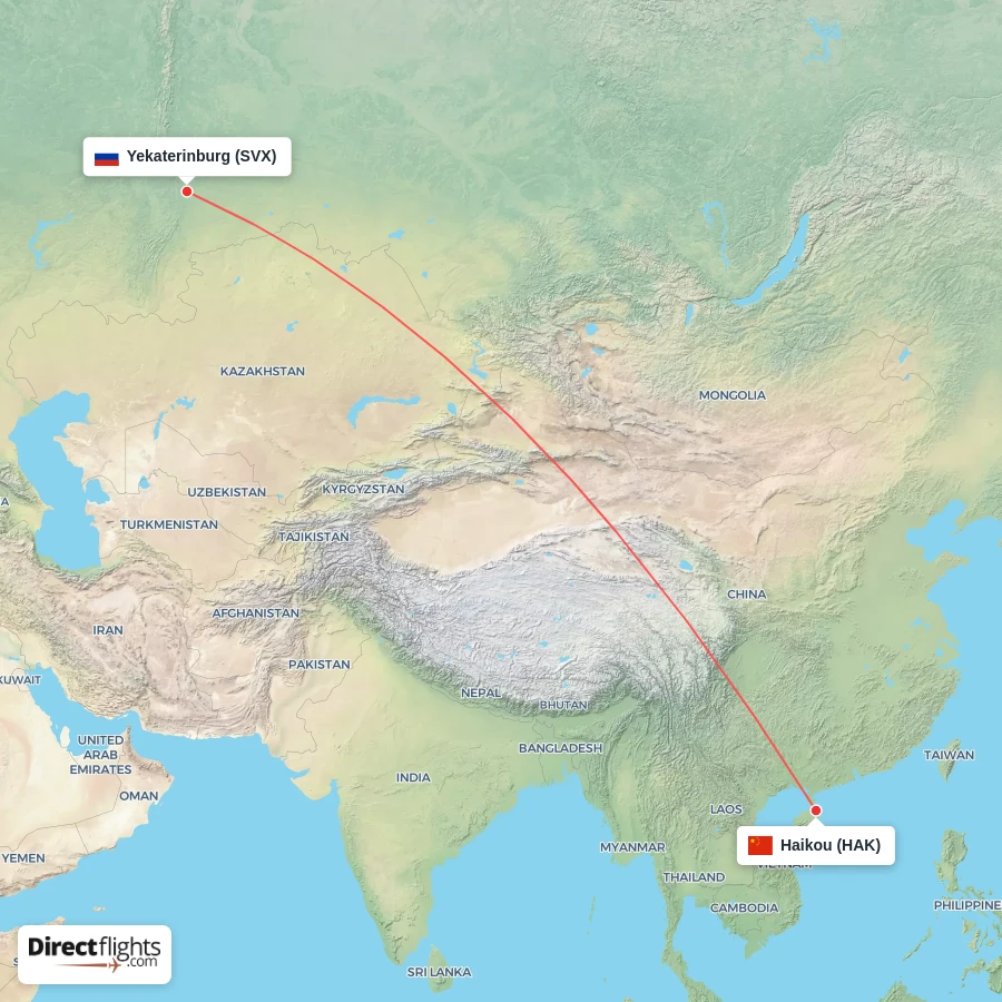 HAK - SVX route map