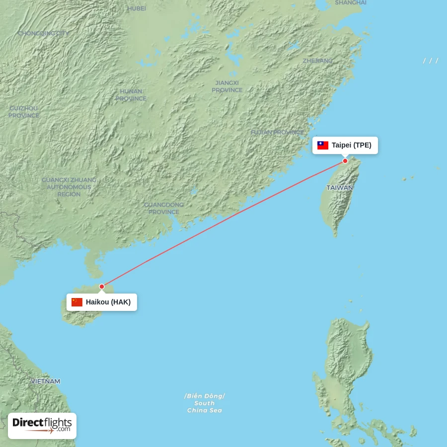 HAK - TPE route map