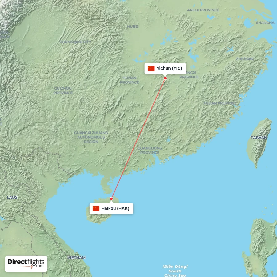 HAK - YIC route map