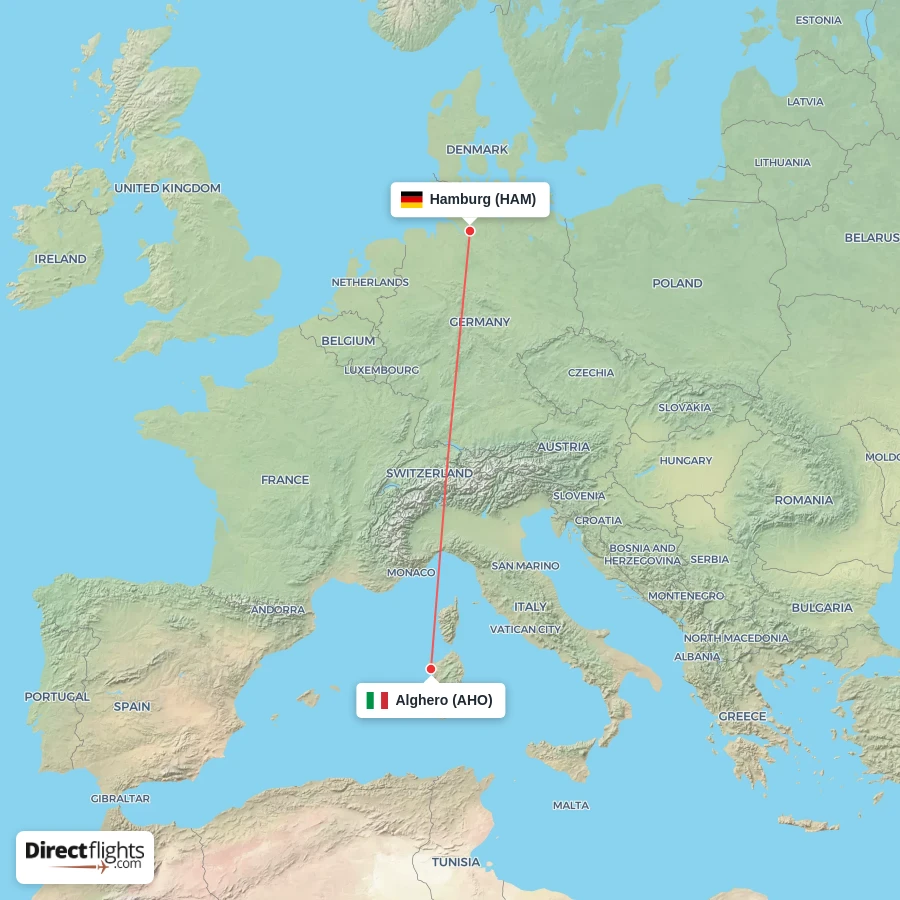 HAM - AHO route map
