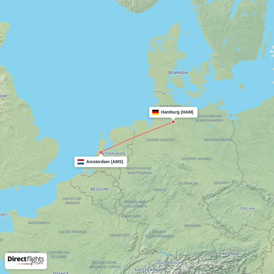 HAM - AMS route map
