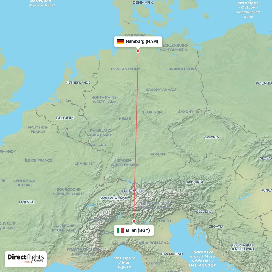 HAM - BGY route map