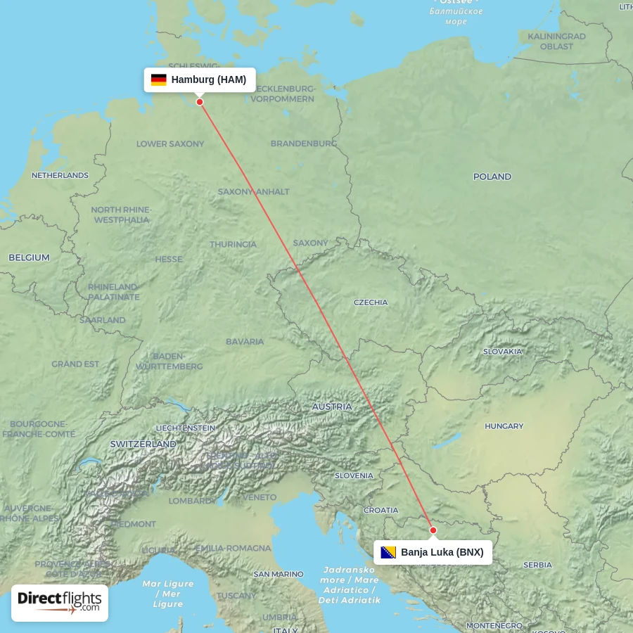 HAM - BNX route map
