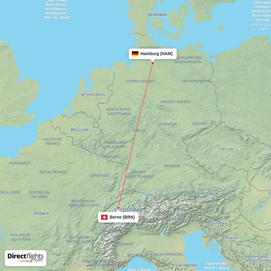 HAM - BRN route map