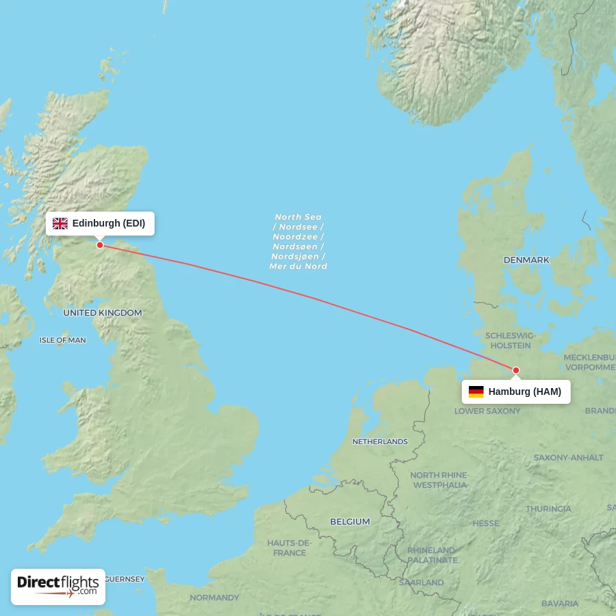 HAM - EDI route map