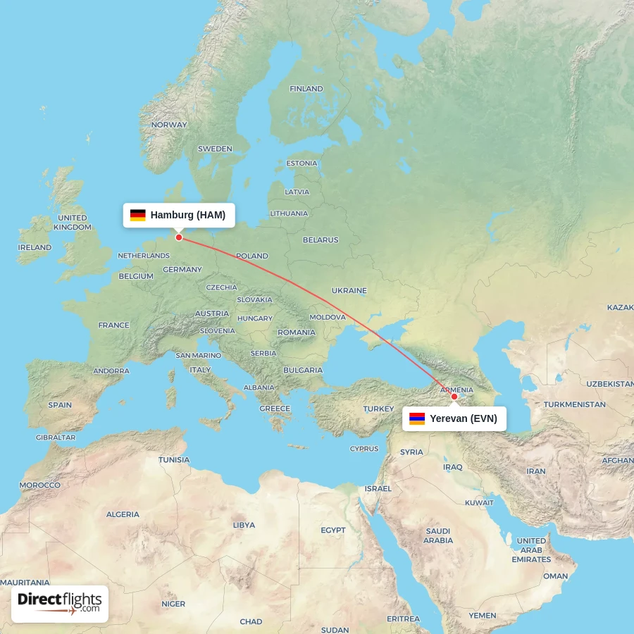 HAM - EVN route map