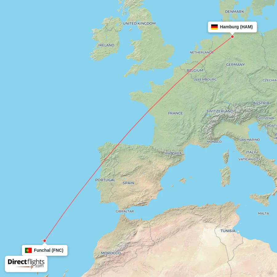 HAM - FNC route map