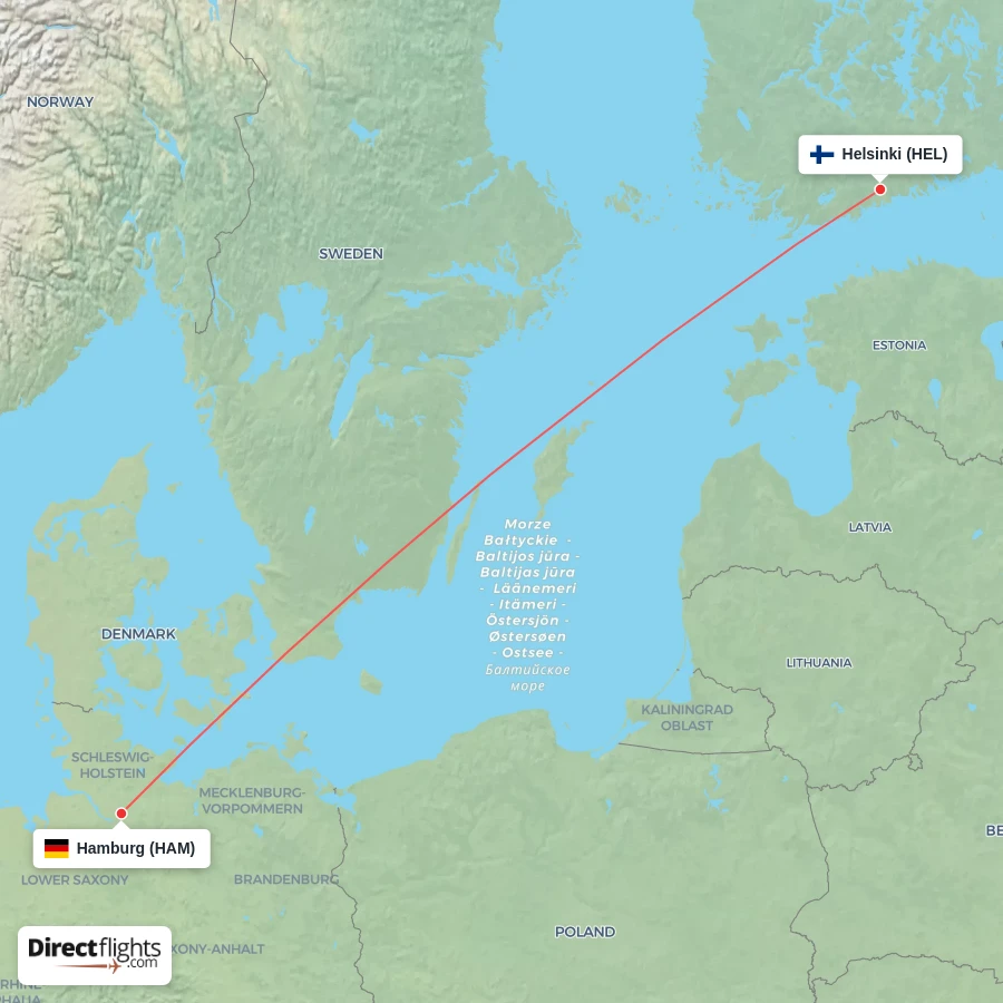 HAM - HEL route map