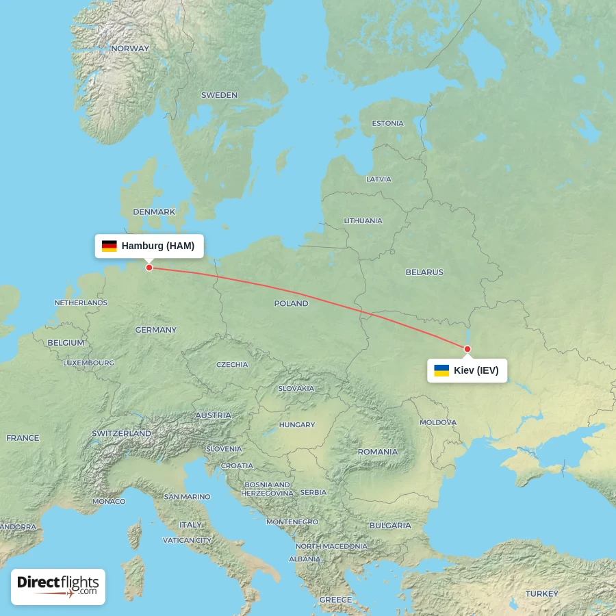 HAM - IEV route map