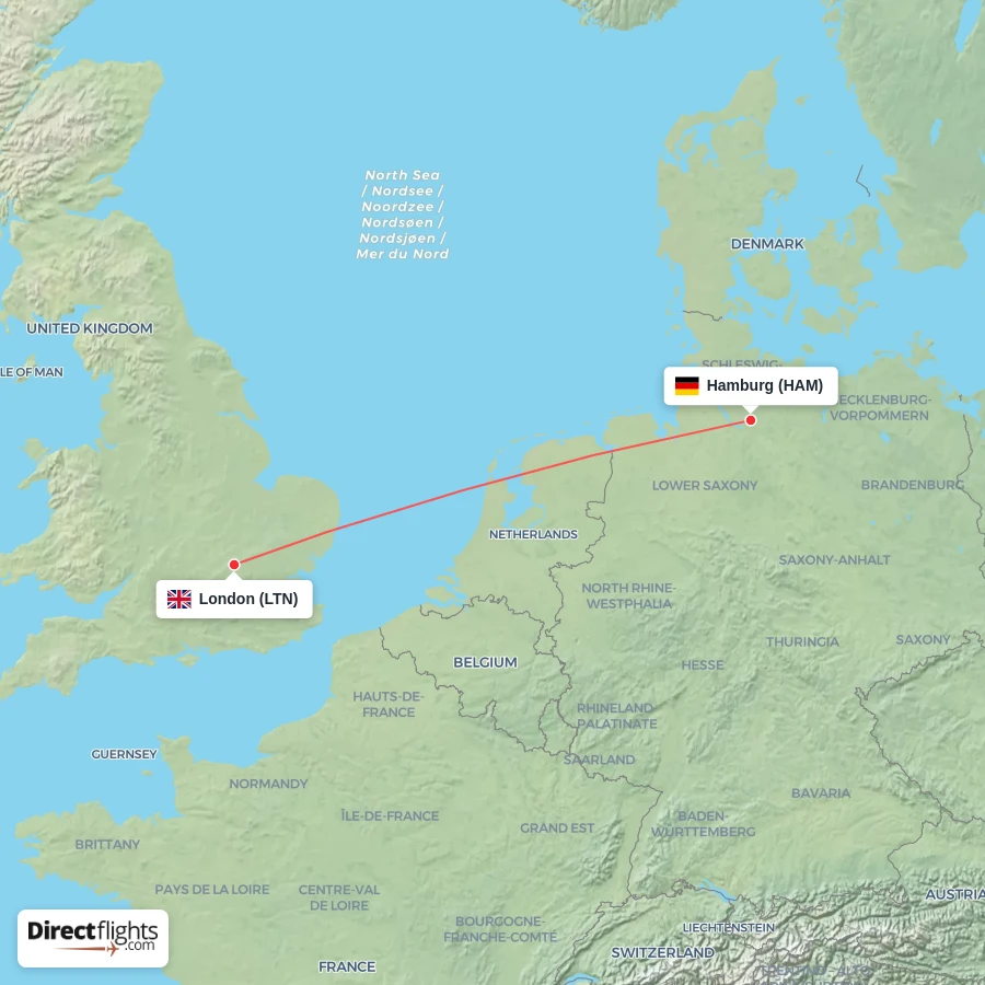 HAM - LTN route map