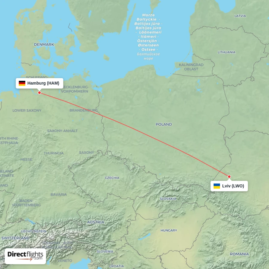 HAM - LWO route map