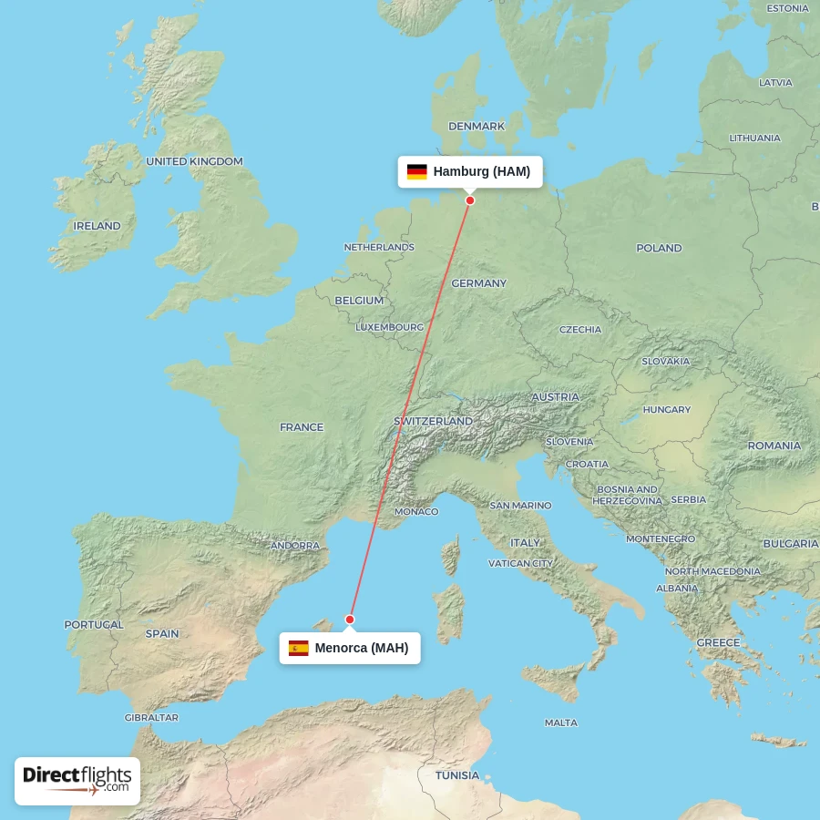HAM - MAH route map