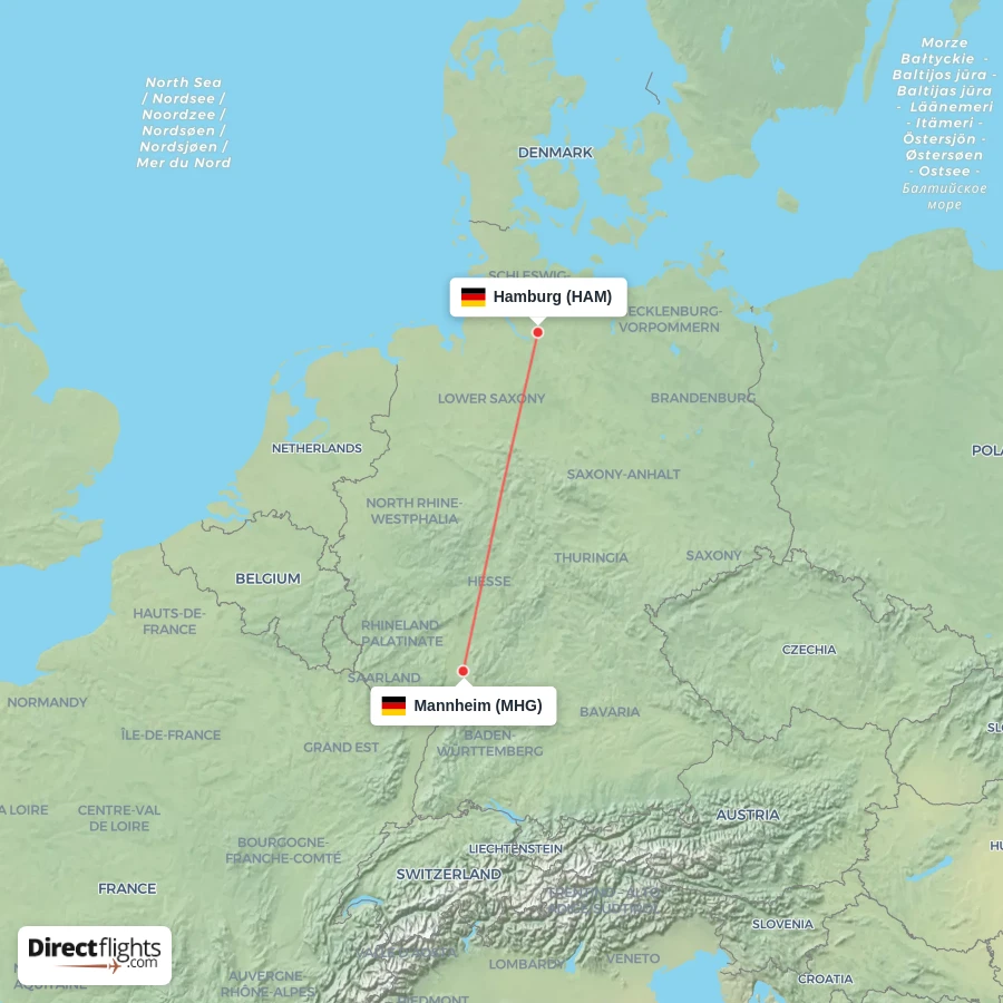 HAM - MHG route map