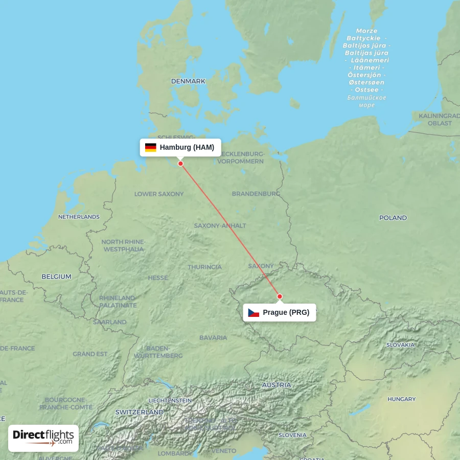 HAM - PRG route map