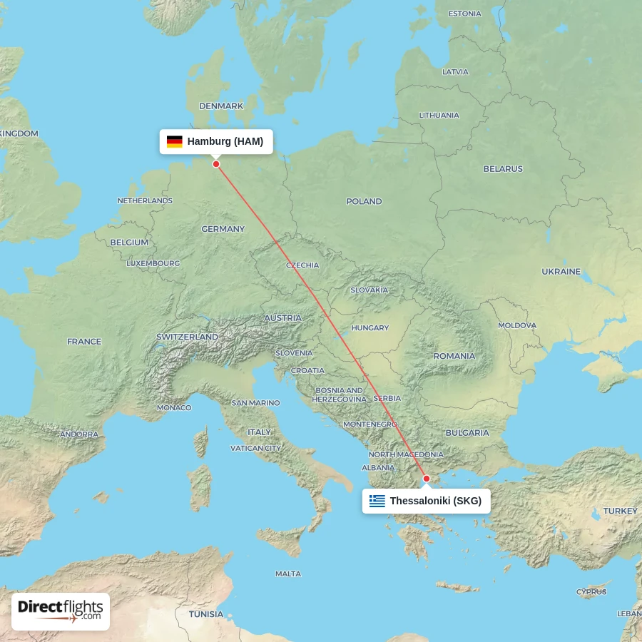 HAM - SKG route map