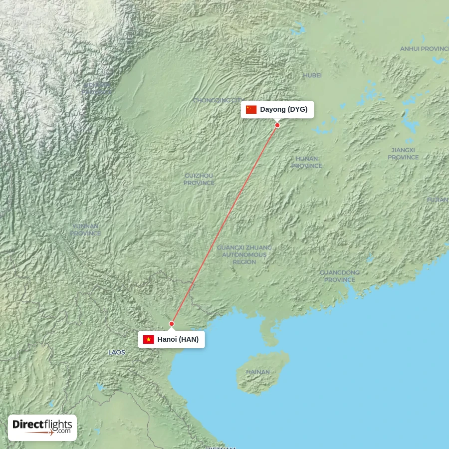 HAN - DYG route map