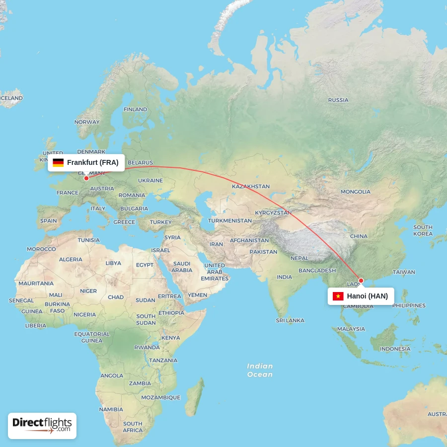 HAN - FRA route map