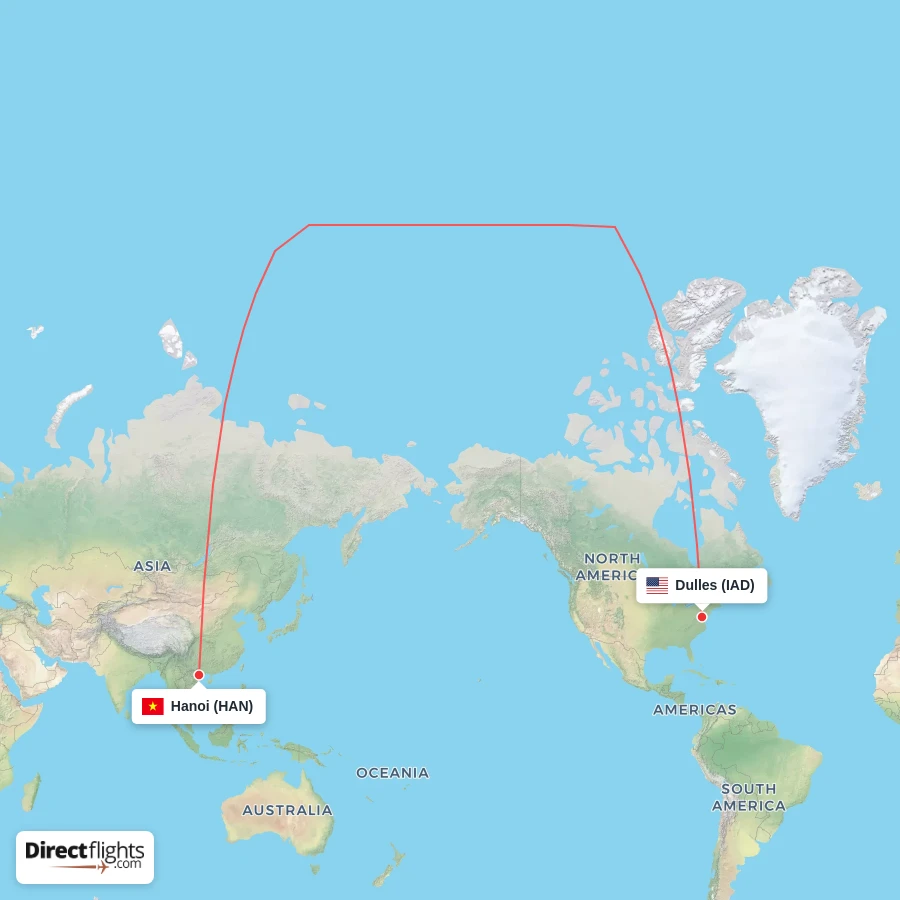 HAN - IAD route map