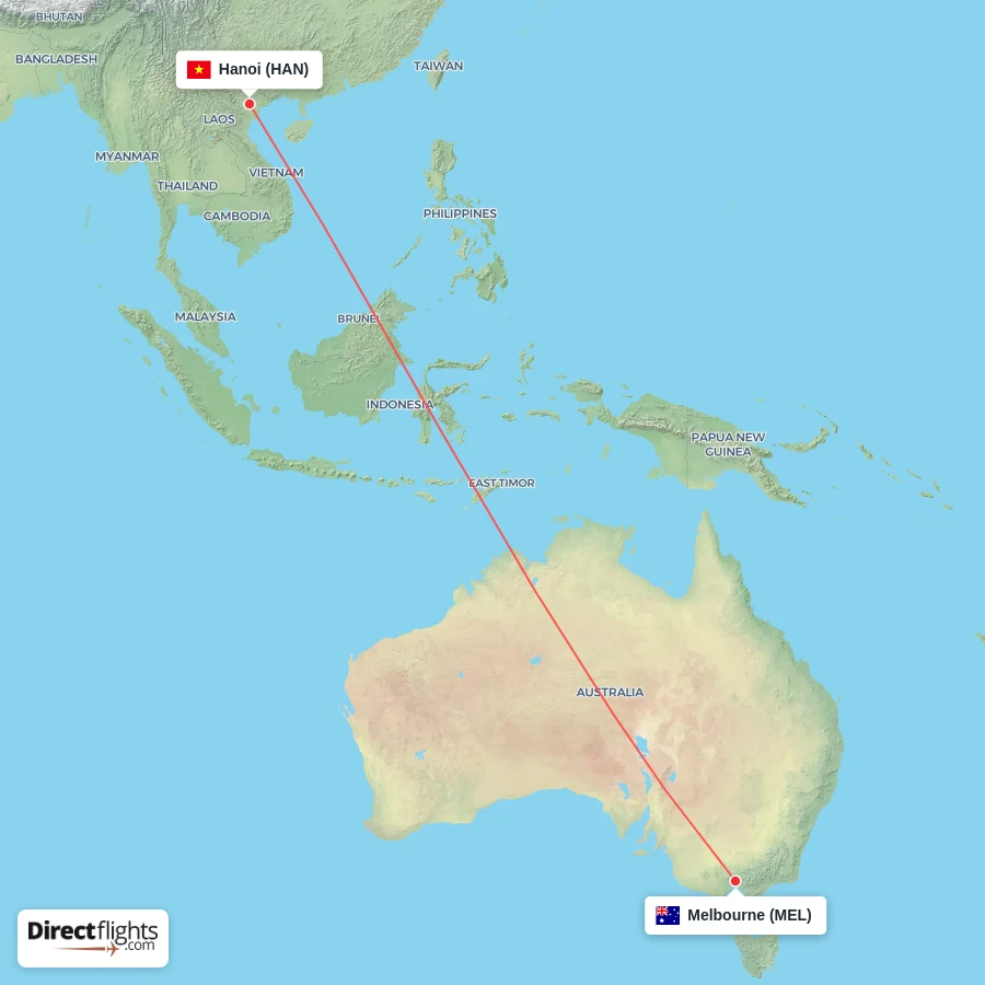 HAN - MEL route map