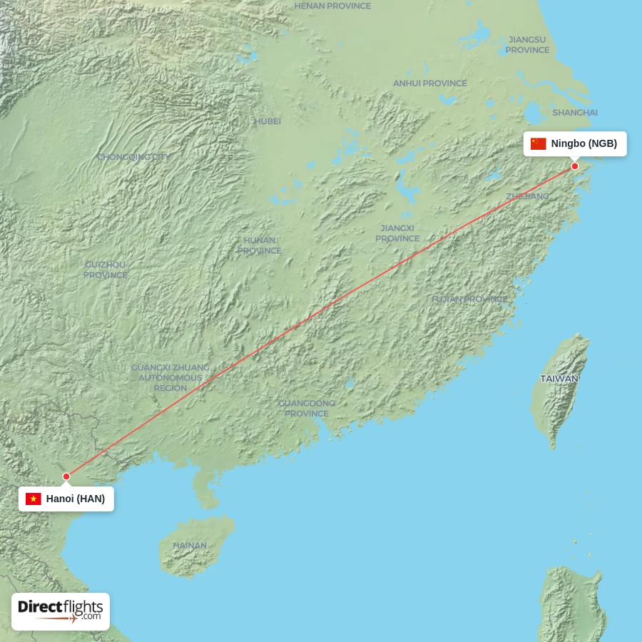 HAN - NGB route map