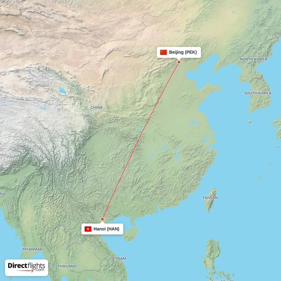 HAN - PEK route map