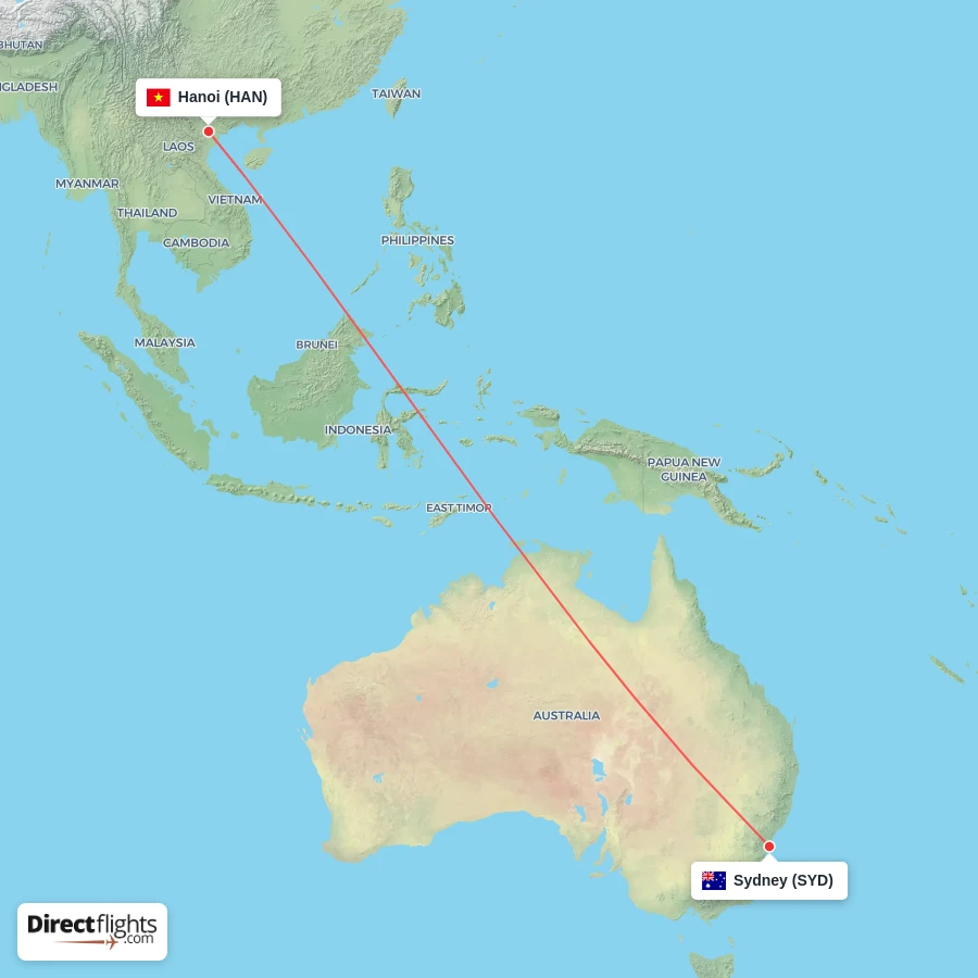 HAN - SYD route map
