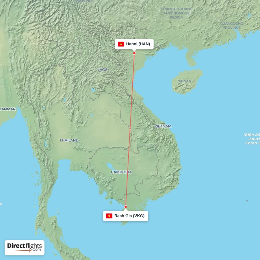 HAN - VKG route map