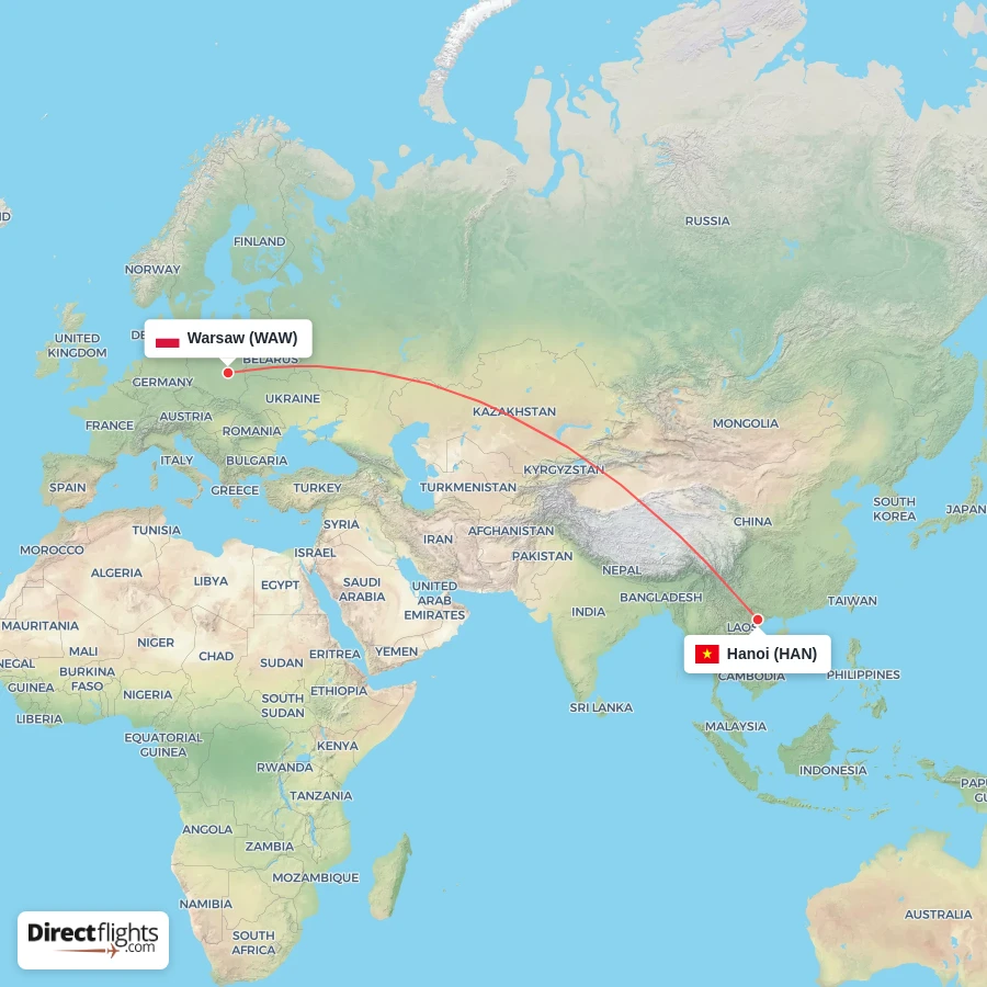 HAN - WAW route map