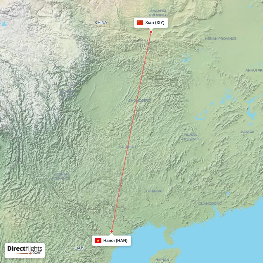 HAN - XIY route map