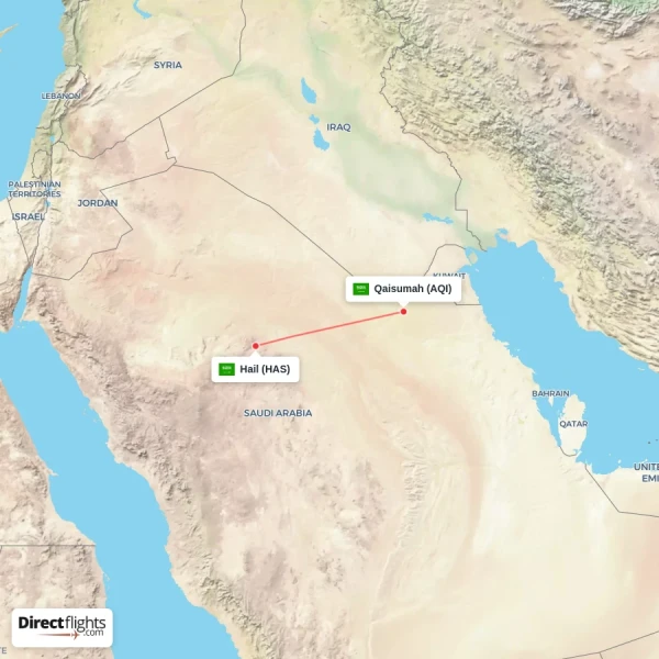 Hail - Qaisumah direct flight map