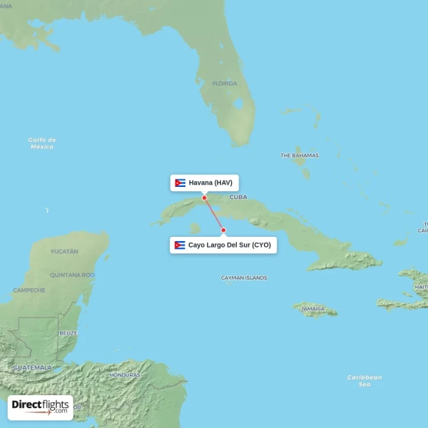 Havana - Cayo Largo Del Sur direct flight map