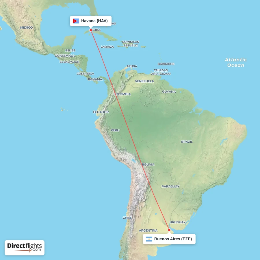 HAV - EZE route map