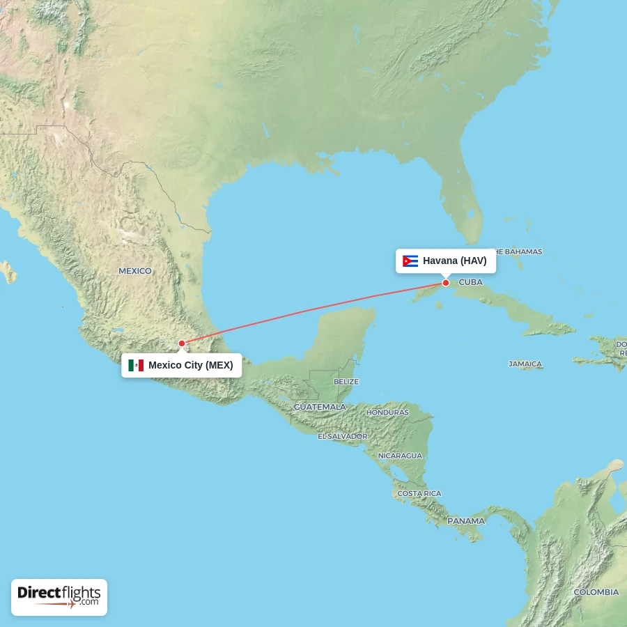 HAV - MEX route map