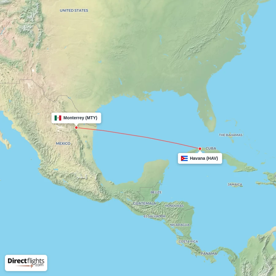 HAV - MTY route map