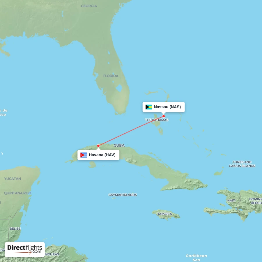 HAV - NAS route map