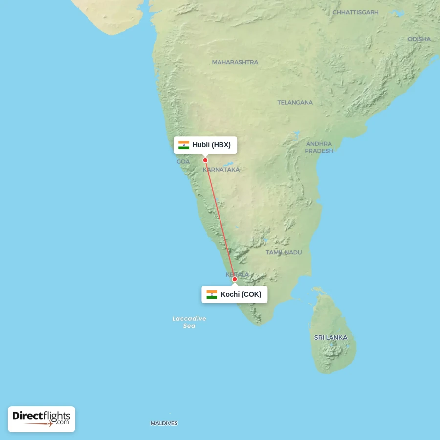 HBX - COK route map
